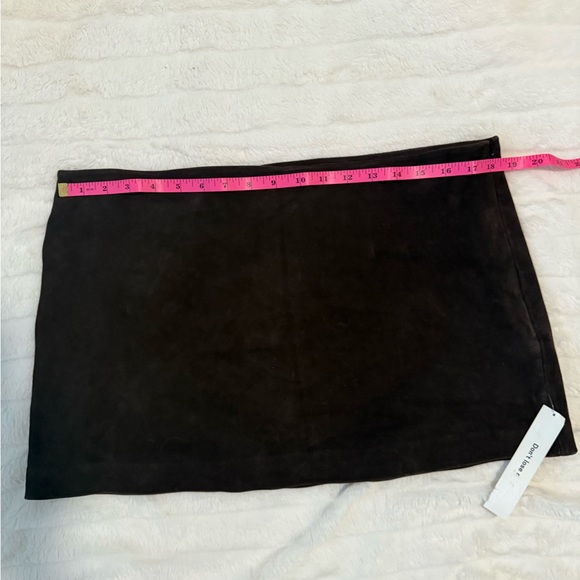 NWT Reformation Veda Carla Low Waist Leather Skirt Mole Brown (Suede) Size 10 - Picture 7 of 7